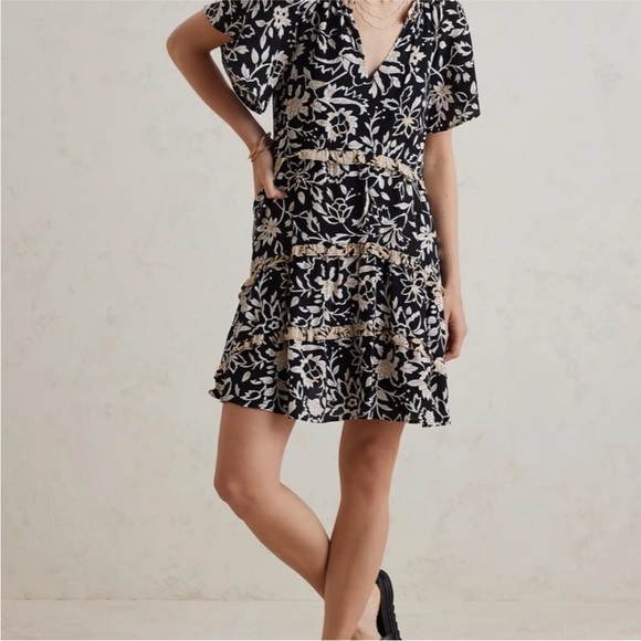 By Anthropologie Robin Tiered Mini Dress size Large - Picture 3 of 12